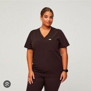 FIGS Catarina One Pocket Scrub Top - Espresso